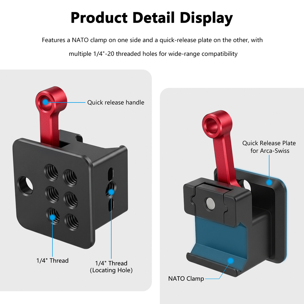 CAMVATE Quick Release NATO Clamp to Arca-Type Plate