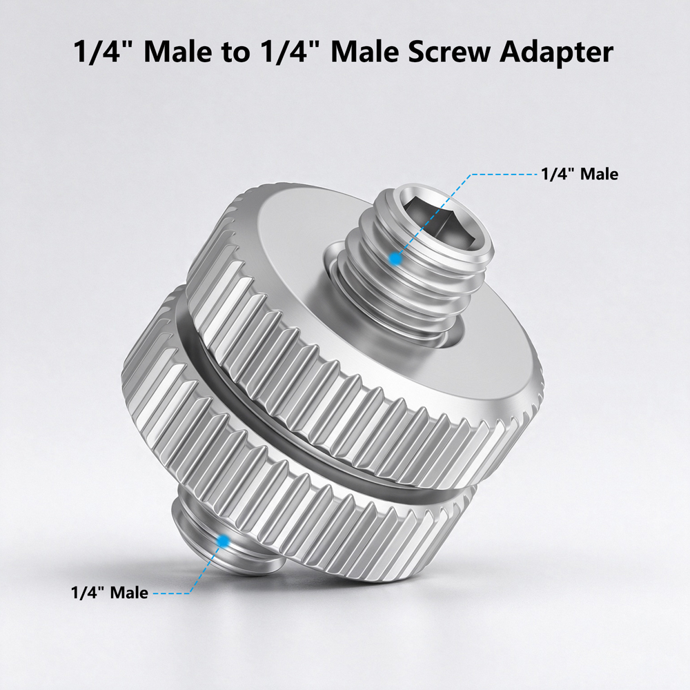 CAMVATE 1/4"-20 Male Thread Screw Double End (White, 2-Pack)