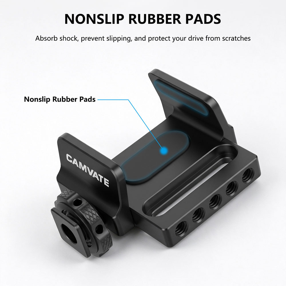 CAMVATE Universal SSD Holder Clamp With 1/4"-20 Mounting Points & Shoe Mount Connector For BlackMagic Micro Signal Converter
