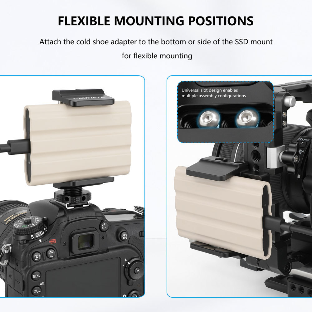 CAMVATE Universal SSD Holder Clamp With 1/4"-20 Mounting Points & Shoe Mount Connector For BlackMagic Micro Signal Converter