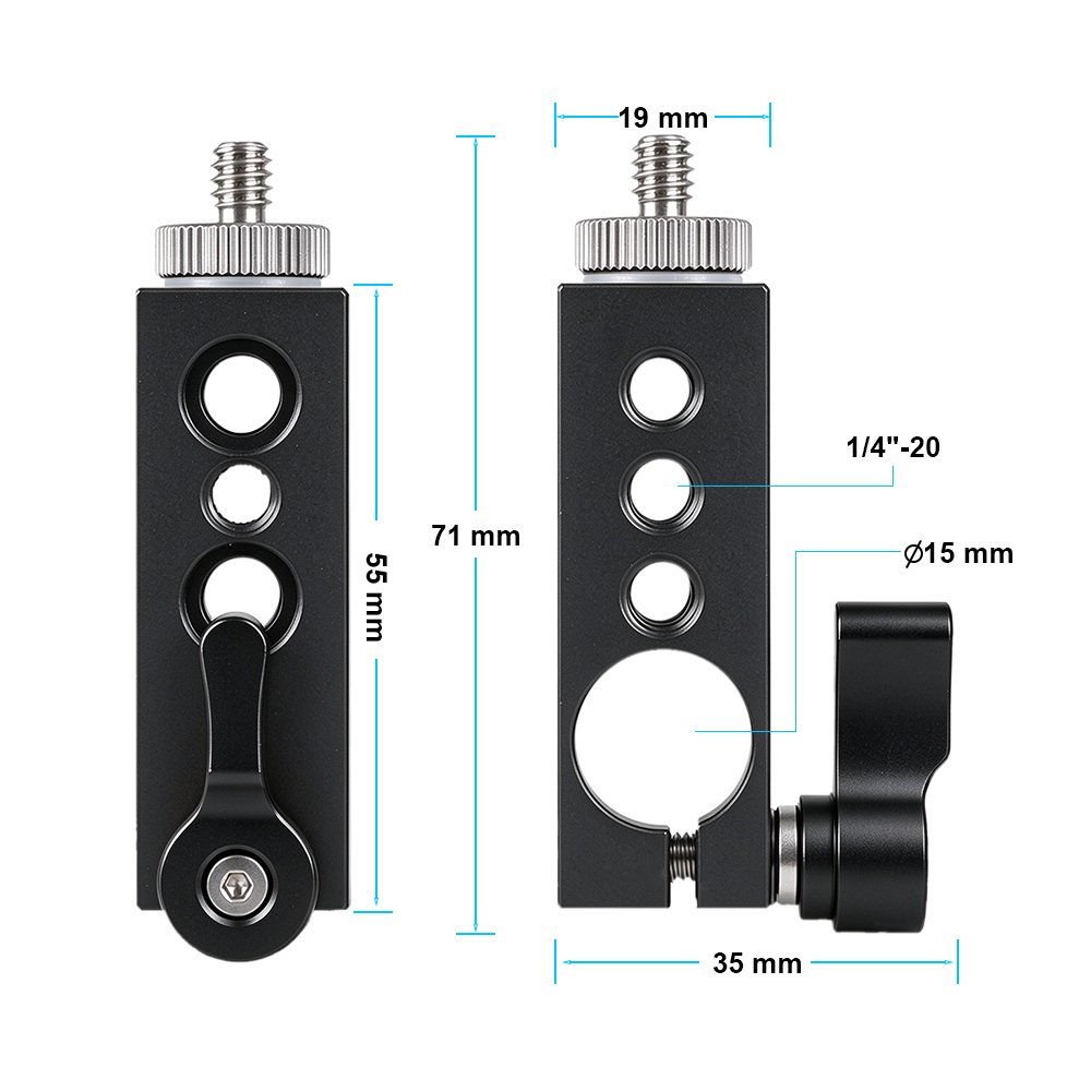 CAMVATE 1/4" Thread Mount to 15mm Single Rod Clamp fr Rail System 15mm Rod DSLR Camera