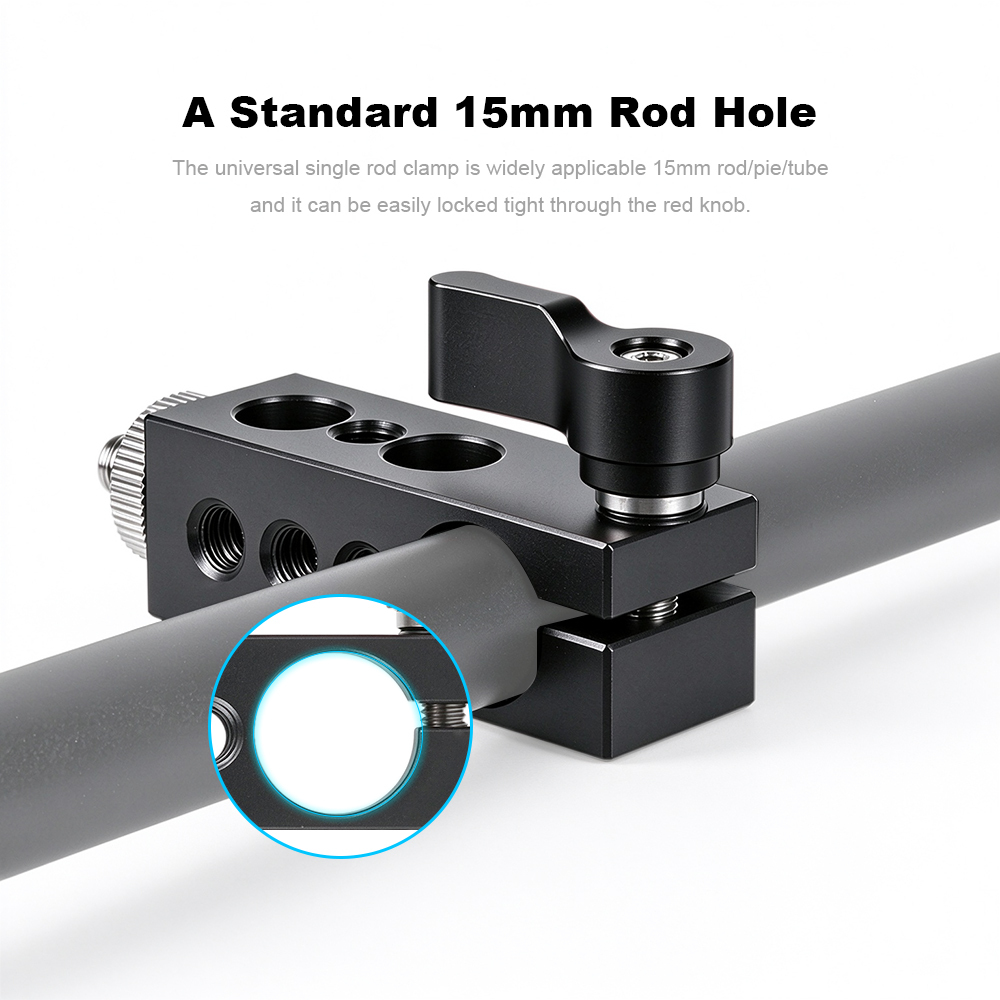 CAMVATE 1/4" Thread Mount to 15mm Single Rod Clamp fr Rail System 15mm Rod DSLR Camera