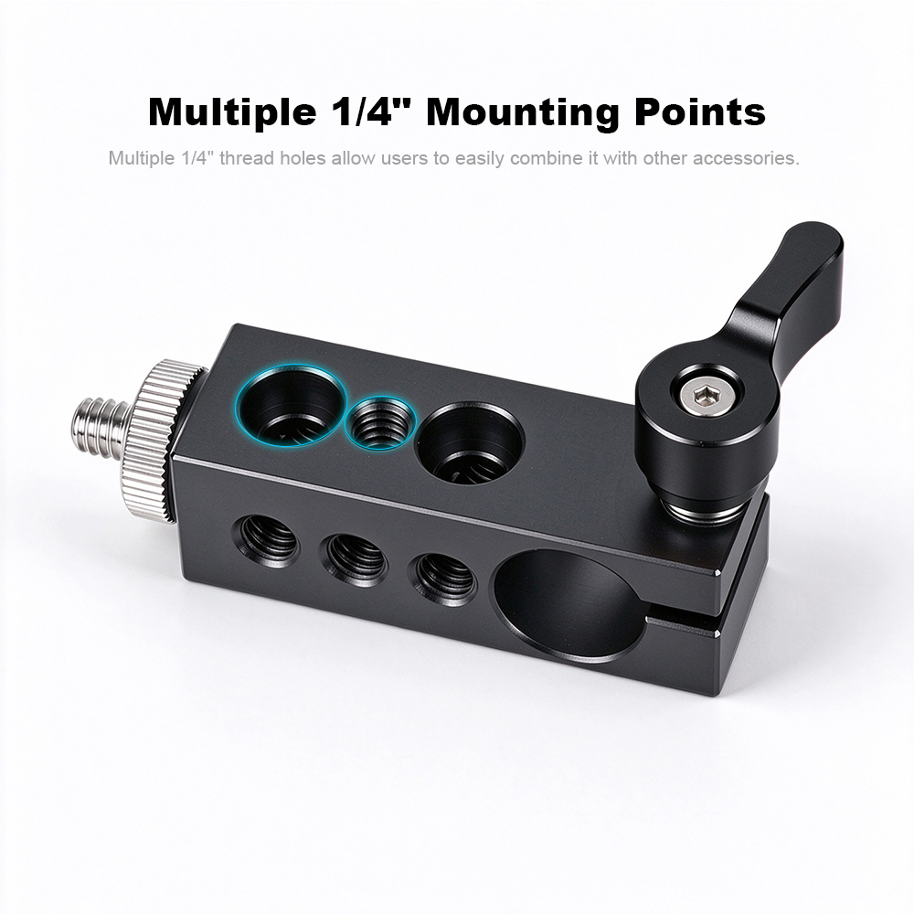 CAMVATE 1/4" Thread Mount to 15mm Single Rod Clamp fr Rail System 15mm Rod DSLR Camera