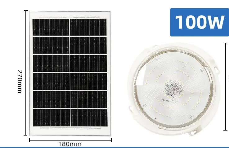 IMAGE- Luz Solar de Techo, Luces Solares de Porche de 60W/100W  Lámpara Luz de Cobertizo Solar, Bajo Techo, en Exteriores Luces Solares para Cenador Luz de Granero Solar Brillante