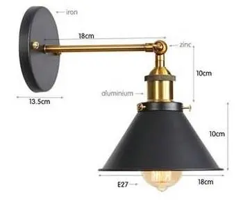 IMAGE- Lámpara de pared, apta para interiores y exteriores, iluminación retro y lujosa, lampara ajustable y fácil de instalar, socket E27 (foco no incluido 1 pieza)