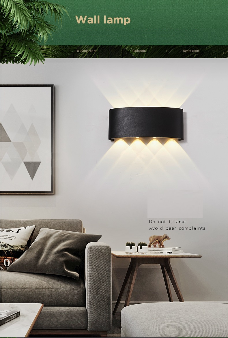 IMAGE- LED Lampara Pared Industrial IP65 Impermeable Fuentes de Luz Superior e Inferior para la Iluminación Interior y Exterior Negro