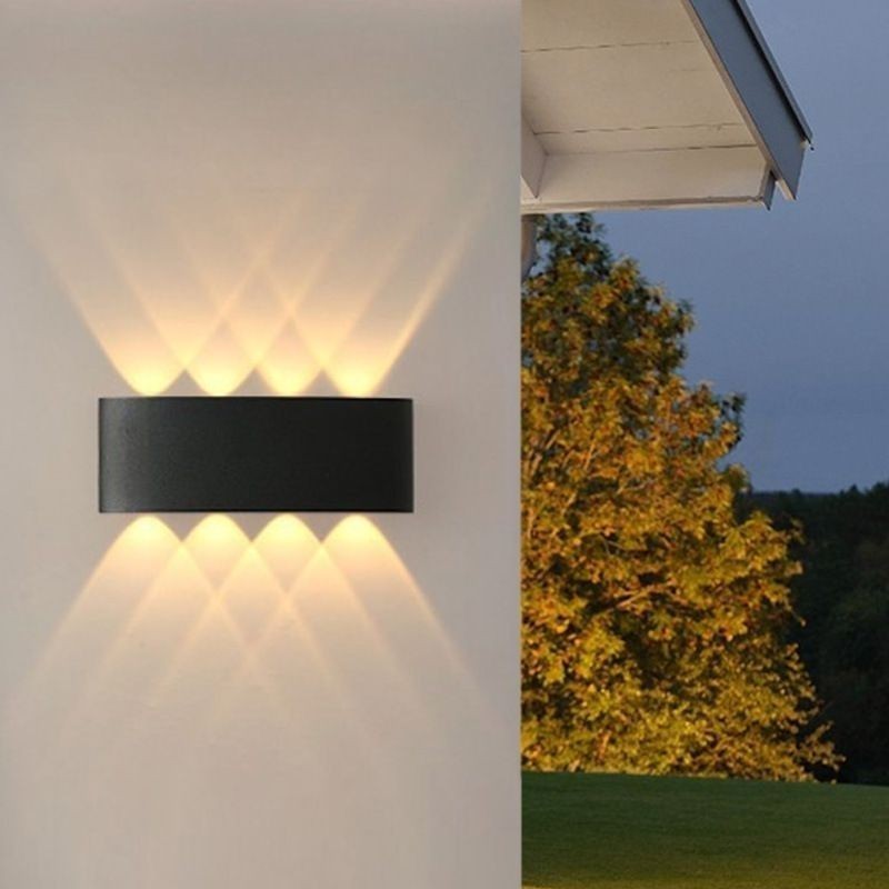 IMAGE- LED Lampara Pared Industrial IP65 Impermeable Fuentes de Luz Superior e Inferior para la Iluminación Interior y Exterior Negro