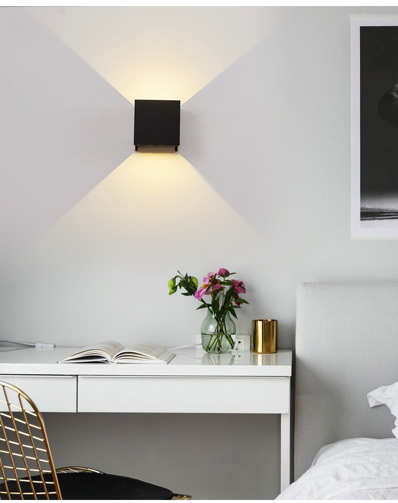 IMAGE- lampara exterior pared, 5W lampara de pared, iluminación led modernos, Ángulo de haz ajustable hacia arriba y hacia abajo, negro(luz calida)