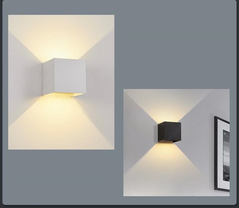 IMAGE- lampara exterior pared, 5W lampara de pared, iluminación led modernos, Ángulo de haz ajustable hacia arriba y hacia abajo, negro(luz calida)