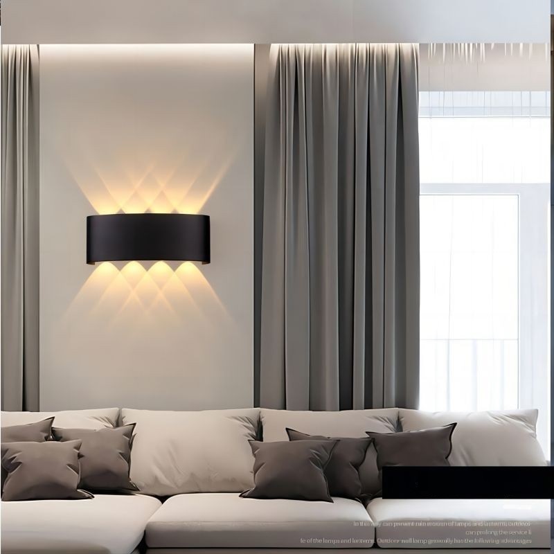 IMAGE- LED Lampara Pared Industrial IP65 Impermeable Fuentes de Luz Superior e Inferior para la Iluminación Interior y Exterior Negro