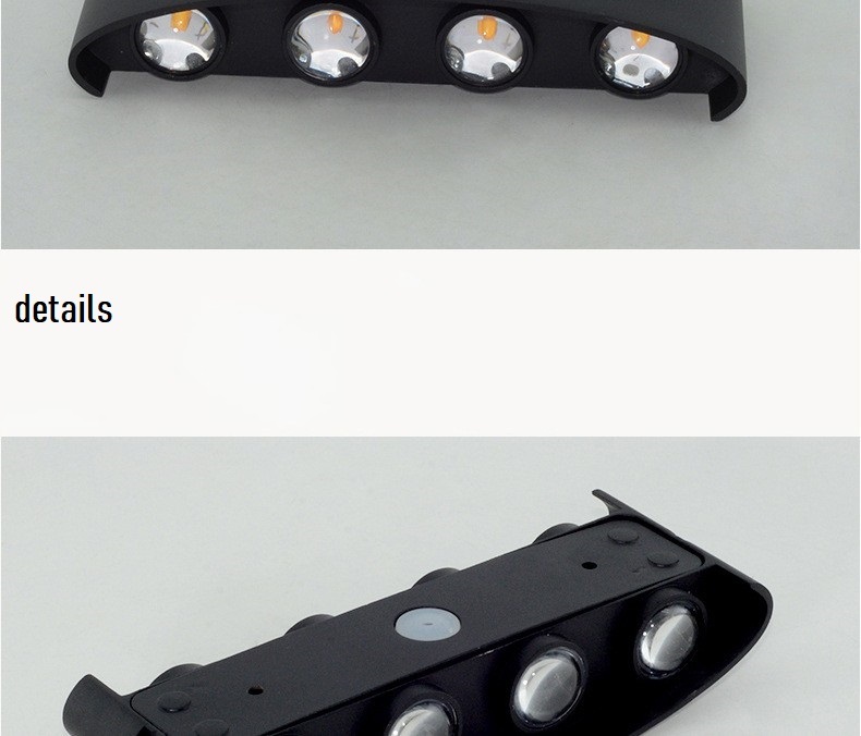 IMAGE- LED Lampara Pared Industrial IP65 Impermeable Fuentes de Luz Superior e Inferior para la Iluminación Interior y Exterior Negro