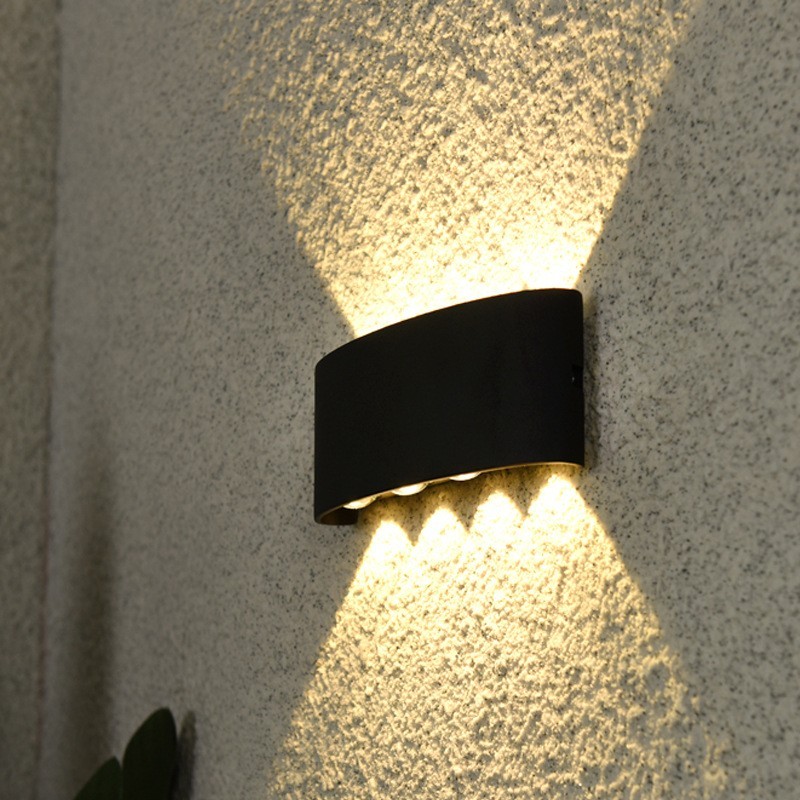 IMAGE- LED Lampara Pared Industrial IP65 Impermeable Fuentes de Luz Superior e Inferior para la Iluminación Interior y Exterior Negro
