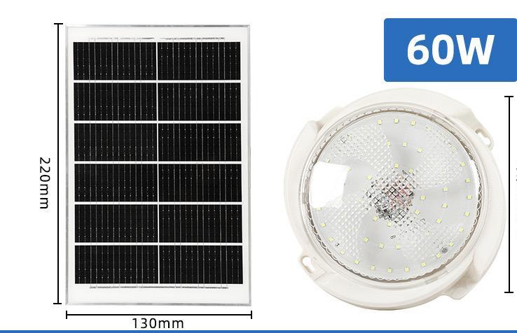 IMAGE- Luz Solar de Techo, Luces Solares de Porche de 60W Lámpara Luz de Cobertizo Solar, Bajo Techo, en Exteriores Luces Solares para Cenador Luz de Granero Solar Brillante