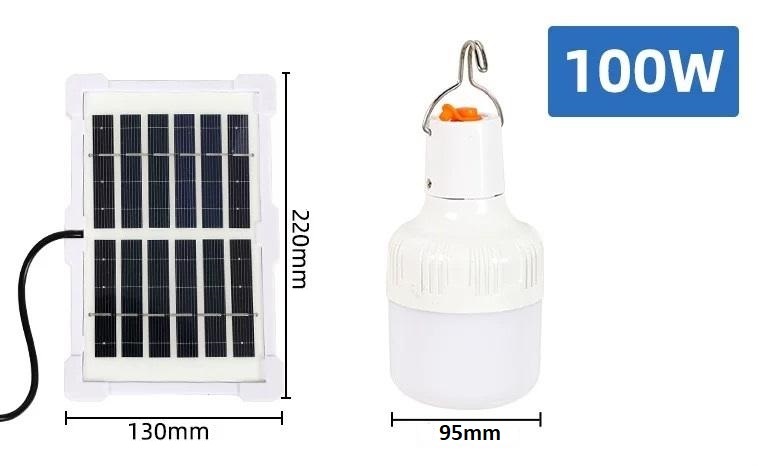 IMAGE-Bombilla LED Solar Recargable USB Larga Duración 4H celda solar, 3 Modos Luz, Para Camping, Apagones, Hogar(100W)