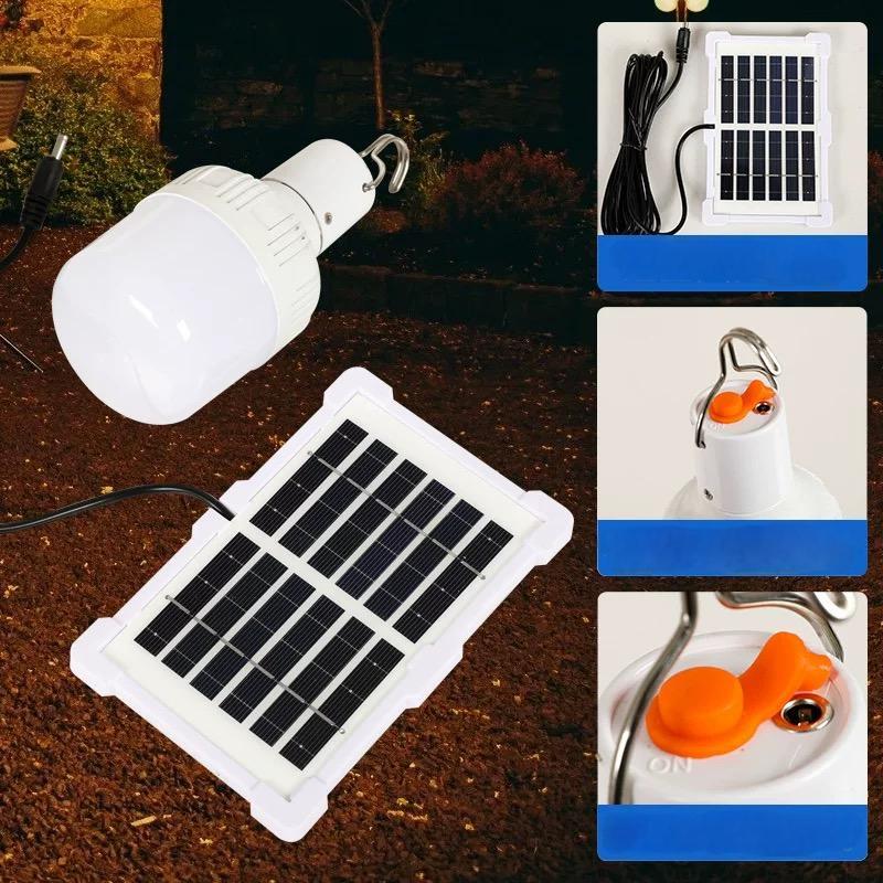 IMAGE-Bombilla LED Solar Recargable USB Larga Duración 4H celda solar, 3 Modos Luz, Para Camping, Apagones, Hogar(50W)