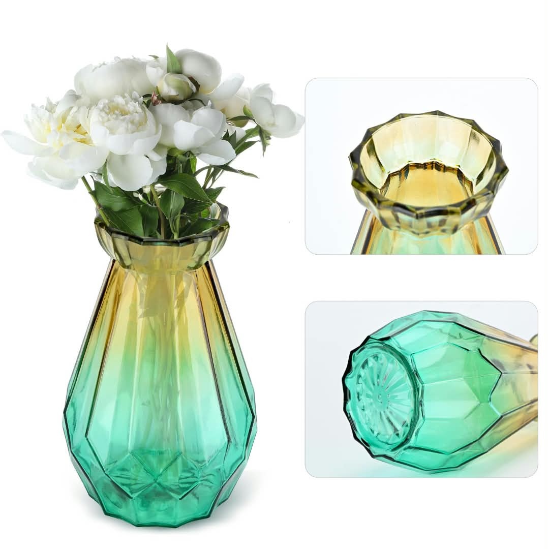 Jarrón de Cristal con Relieve Geométrico