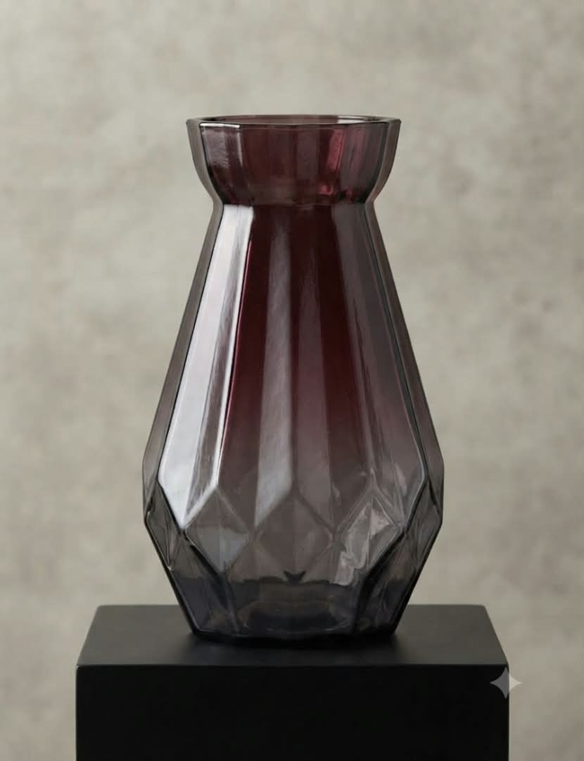 Jarrón de Cristal con Relieve Geométrico