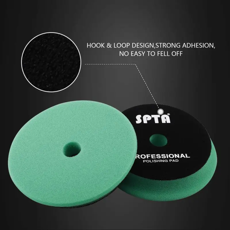SPTA 5" Car Spong Buffing Polishing Pads, Beveled Edge Flat Buffing Pads For DA/RO/GA Car Buffer Polisher (Type 1)