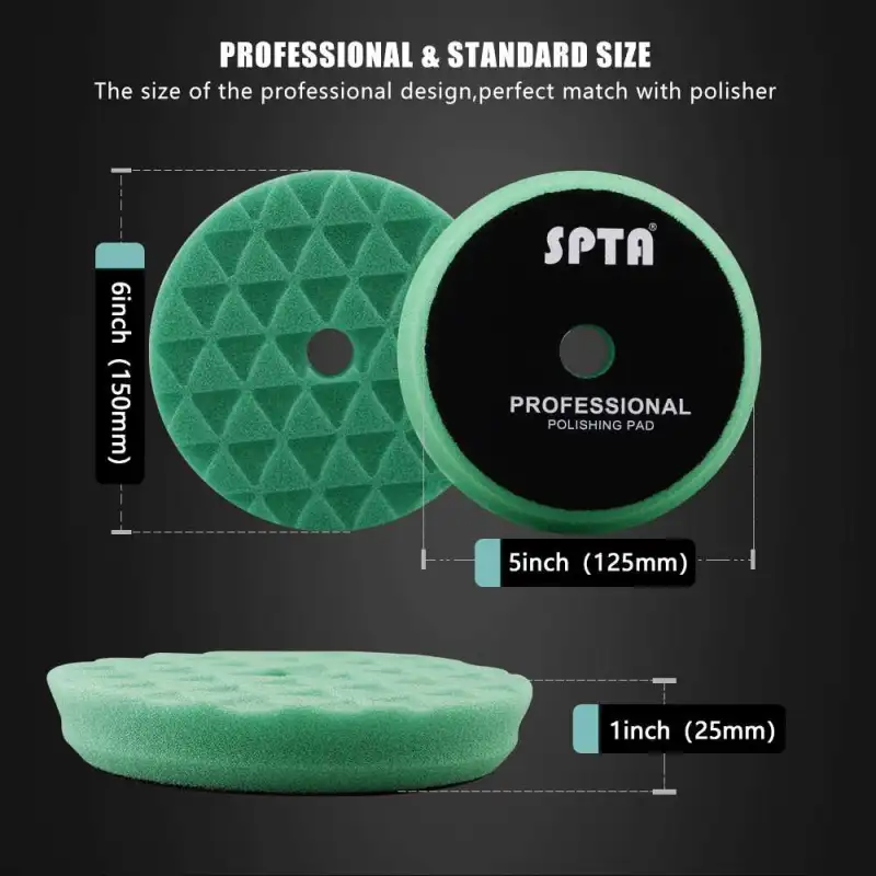 SPTA 5" to 6" Car Spong Buffing Polishing Pads, Beveled Edge Triangle Buffing Pads For DA/RO/GA Car Buffer Polisher