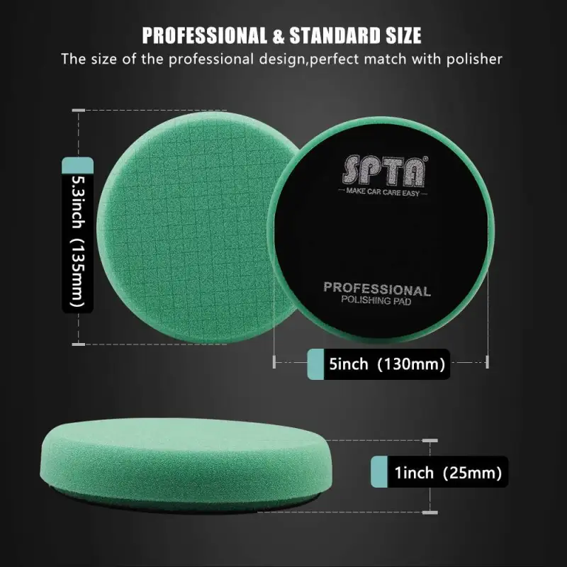 SPTA 5" to 7" Car Spong Buffing Polishing Pads, Grid Mark Buffing Pads For DA/RO/GA Car Buffer Polisher