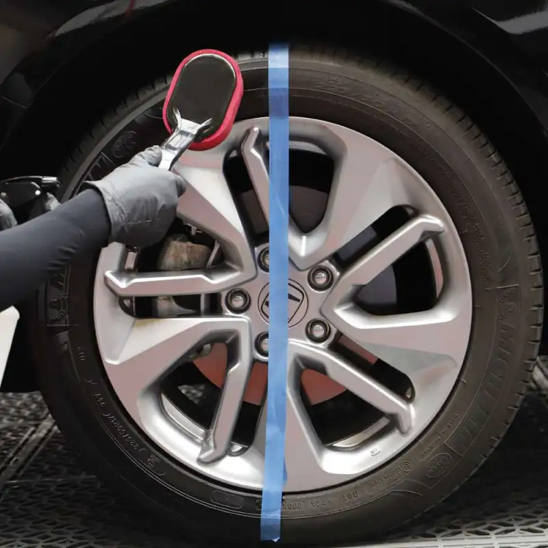 SPTA Car Wheel and Tire Waxing Applicator Coating Sponge Brush Black and Red Waxing Sponge Brush Replaceable Cleaning Hand Pad
