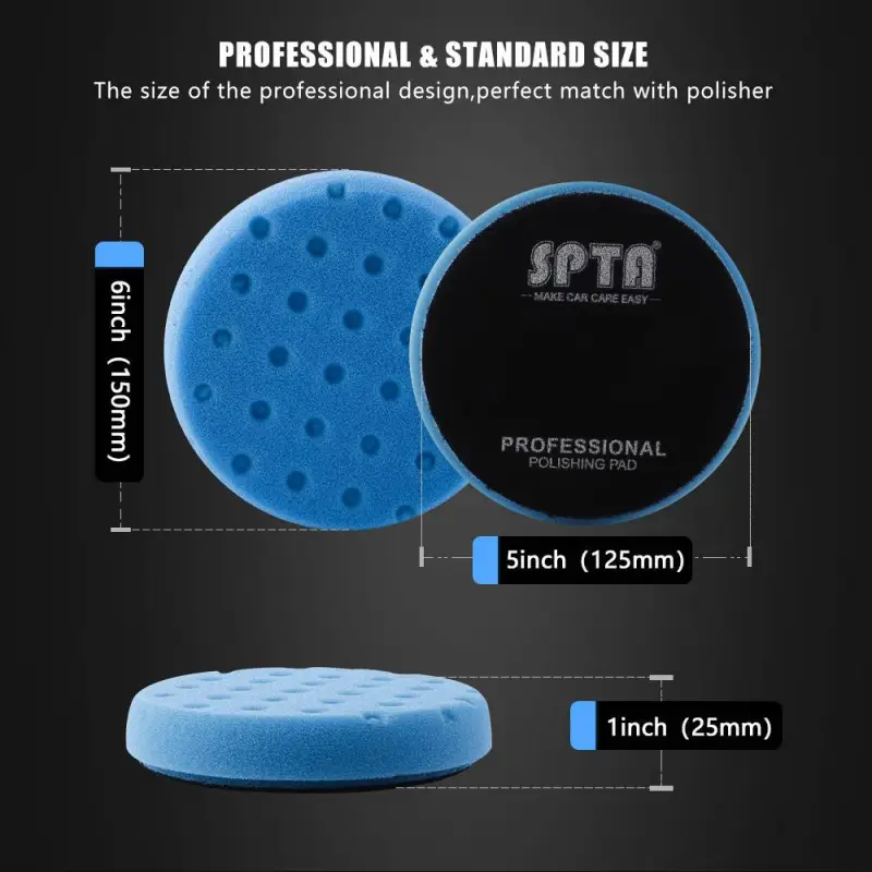 SPTA 5" to 6" Car Spong Buffing Polishing Pads, CCS Buffing Pads For DA/RO/GA Car Buffer Polisher