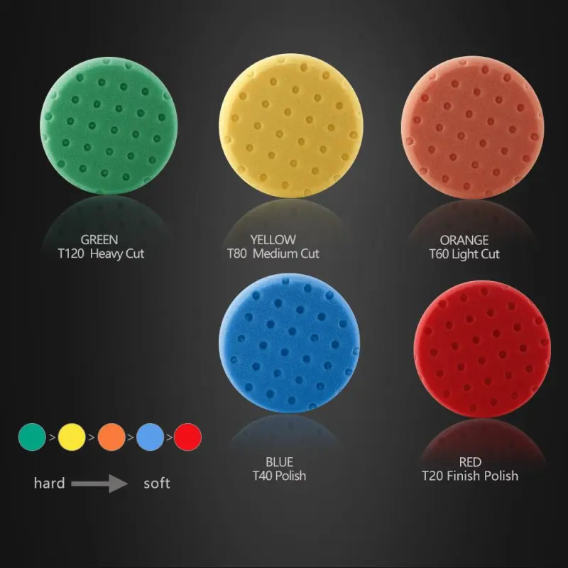 SPTA 5" to 6" Car Spong Buffing Polishing Pads, CCS Buffing Pads For DA/RO/GA Car Buffer Polisher