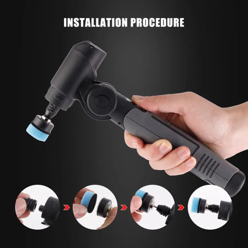 SPTA Cordless Mini Car Polisher 3.7V Micro Cordless Scratches Killer Car Polisher RO/DA Mini Car Polisher for polishing, Sanding
