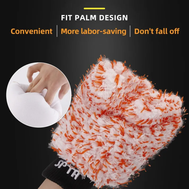SPTA Soft Absorbancy Glove New Style Microfiber Car Washing Gloves Doubleside Colored Velvet Glove