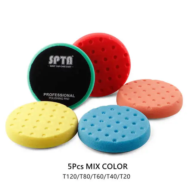 SPTA 5" to 6" Car Spong Buffing Polishing Pads, CCS Buffing Pads For DA/RO/GA Car Buffer Polisher