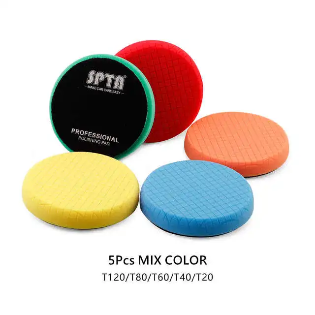 SPTA 5" to 7" Car Spong Buffing Polishing Pads, Grid Mark Buffing Pads For DA/RO/GA Car Buffer Polisher