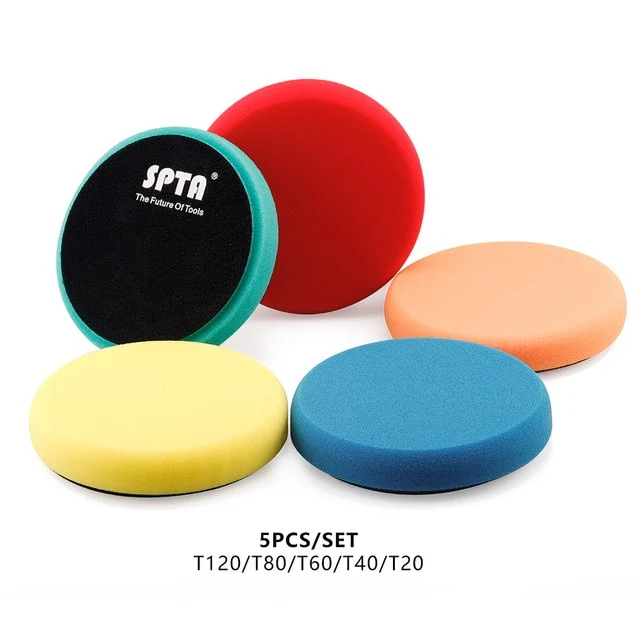 SPTA 3" to 7" Car Spong Buffing Polishing Pads, Flat Buffing Pads For DA/RO/GA Car Buffer Polisher