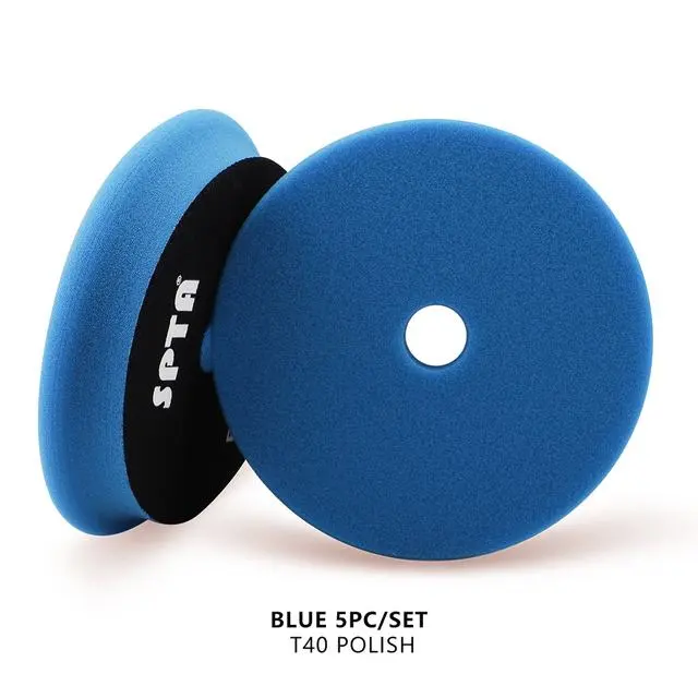 SPTA 5" Car Spong Buffing Polishing Pads, Beveled Edge Flat Buffing Pads For DA/RO/GA Car Buffer Polisher (Type 1)