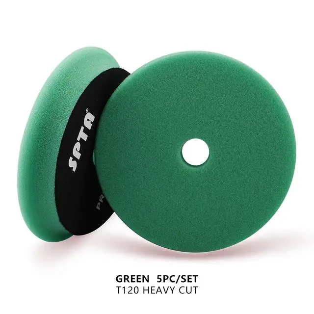 SPTA 5" Car Spong Buffing Polishing Pads, Beveled Edge Flat Buffing Pads For DA/RO/GA Car Buffer Polisher (Type 1)