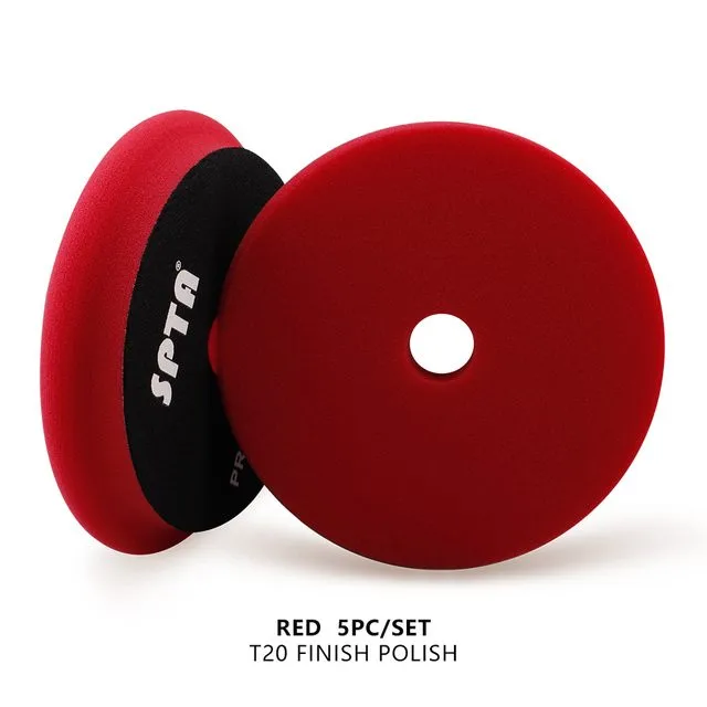 SPTA 5" Car Spong Buffing Polishing Pads, Beveled Edge Flat Buffing Pads For DA/RO/GA Car Buffer Polisher (Type 1)