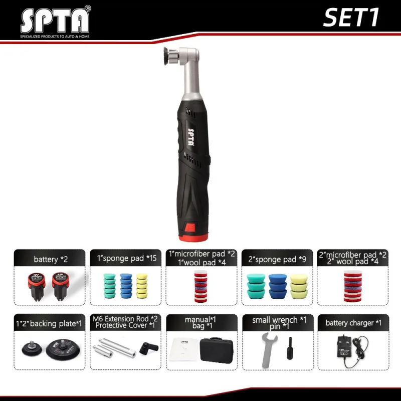 SPTA 12V Micro Cordless Swirl Killer Polisher RO/DA Mini Car Polisher for polishing, sanding and cleaning
