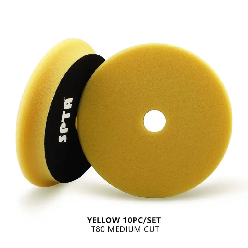 SPTA 5" Car Spong Buffing Polishing Pads, Beveled Edge Flat Buffing Pads For DA/RO/GA Car Buffer Polisher (Type 1)