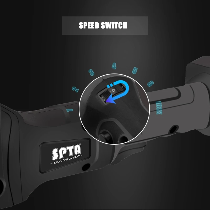 SPTA 18V 5Inch Cordless Forced Rotation Dual Action Polisher 8mm Orbit Variable Speed Polishing Machine With 4000mAh Battery