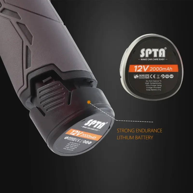 SPTA 12V 2000mAh Battery for 12V Cordless Buffer Polisher 8mm DA Polisher