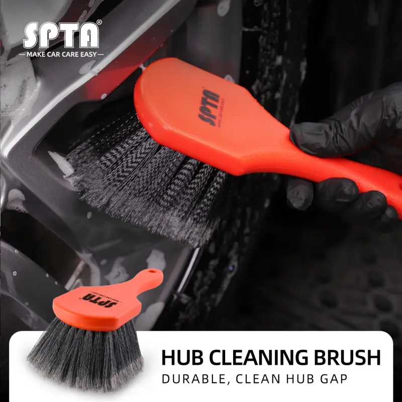 SPTA Wheel Tire Brush Soft Bristle Car Cleaning Brush Car Wash Brush Alloy Wheel Brush Tire Rim Hub Cleaning Brush