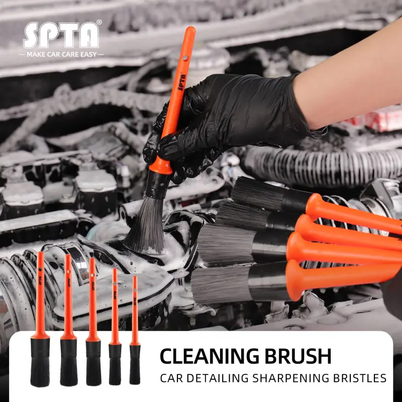 SPTA Car Detailing Sharpening Bristles Cleaning Brushes Auto Detail Tools Products 5Pcs Wheels Dashboard Car-styling Accessories