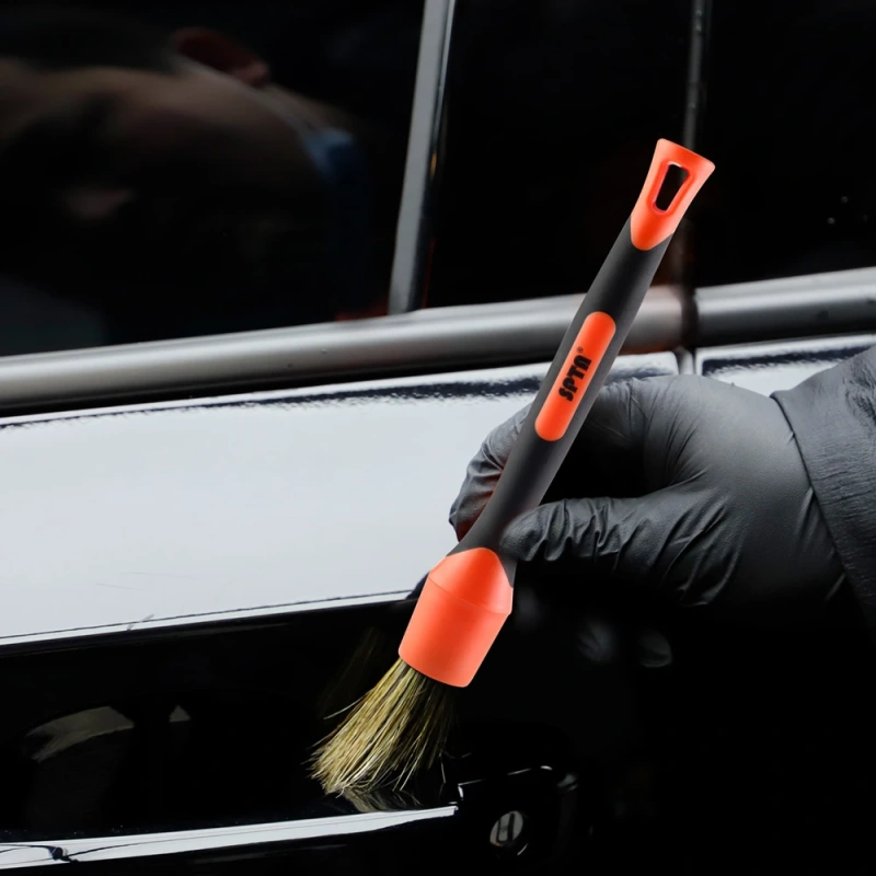 SPTA Car Detailing Brush Mix 5 Materials Brush Set With Detachable Elbow Conversion For Air Vents Engine Bays Dashboard & Wheels