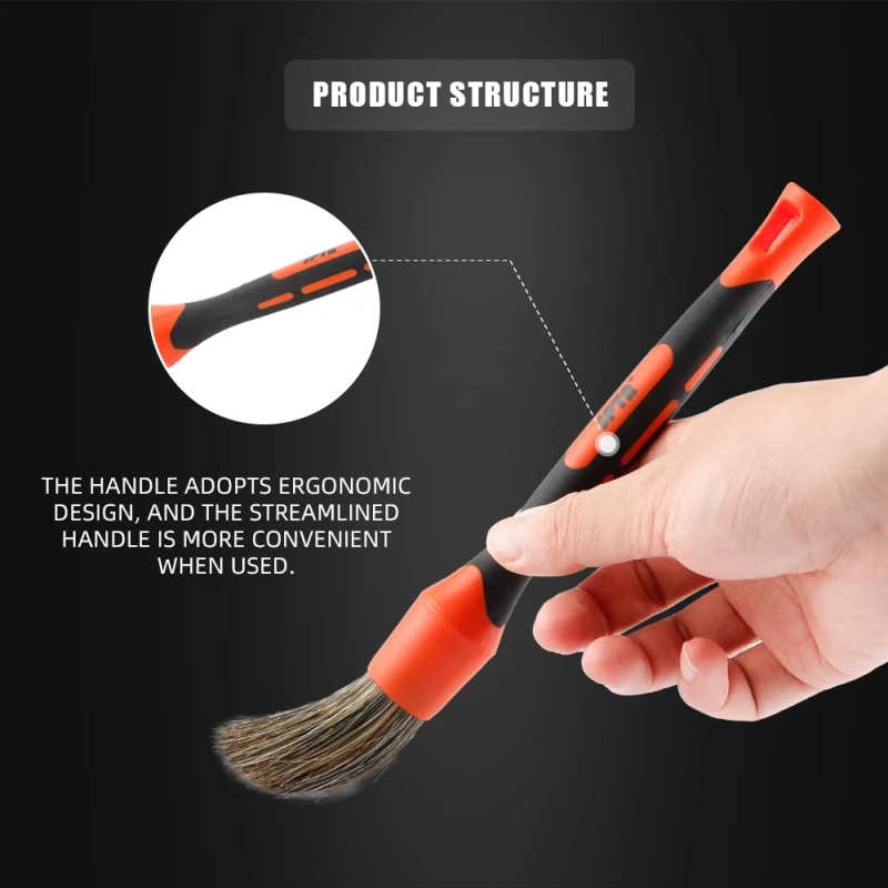 SPTA Car Detailing Brush Mix 5 Materials Brush Set With Detachable Elbow Conversion For Air Vents Engine Bays Dashboard & Wheels