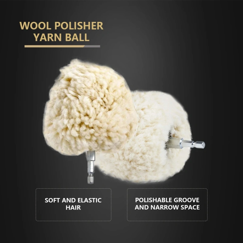 SPTA 4" Genuine Wool Buffing Ball Polishing Ball Hex Shank Turn Power Drill OR Impact Driver Into High-Speed Polisher