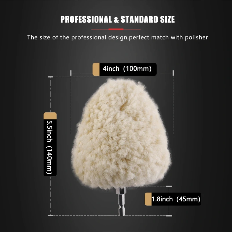 SPTA 4" Genuine Wool Buffing Ball Polishing Ball Hex Shank Turn Power Drill OR Impact Driver Into High-Speed Polisher