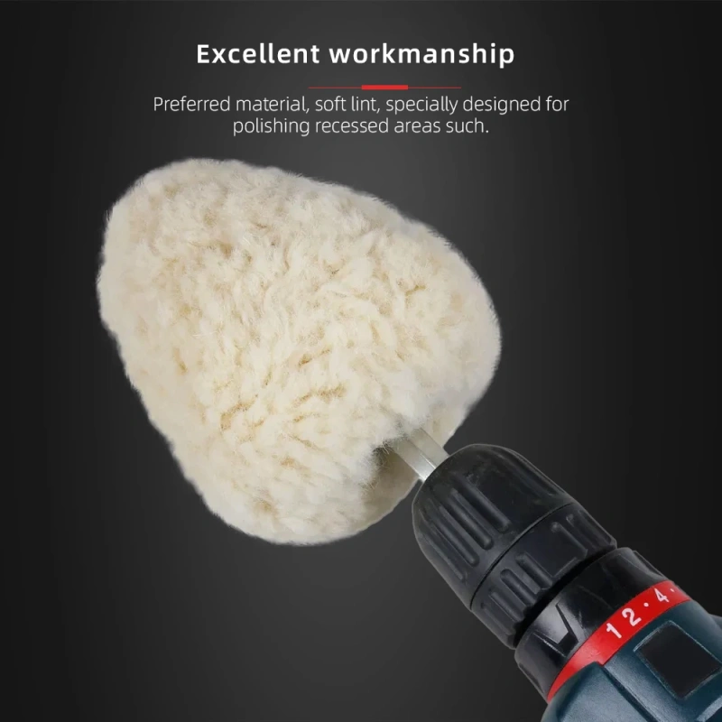 SPTA 4" Genuine Wool Buffing Ball Polishing Ball Hex Shank Turn Power Drill OR Impact Driver Into High-Speed Polisher