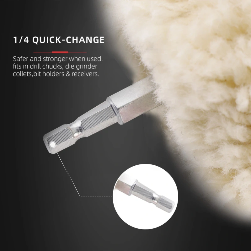 SPTA 4" Genuine Wool Buffing Ball Polishing Ball Hex Shank Turn Power Drill OR Impact Driver Into High-Speed Polisher