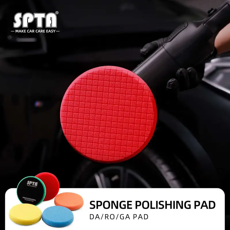 SPTA 5" to 7" Car Spong Buffing Polishing Pads, Grid Mark Buffing Pads For DA/RO/GA Car Buffer Polisher