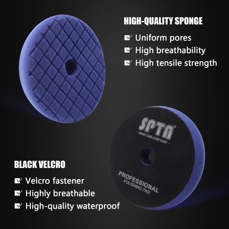 SPTA V2.0 Blue Medium Cut Polishing Pad Grid Mark Pad for Car Buffer Polisher Compounding Remove 1500# -2000# Sanding Marks