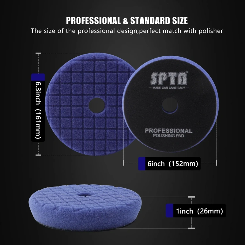 SPTA V2.0 Blue Medium Cut Polishing Pad Grid Mark Pad for Car Buffer Polisher Compounding Remove 1500# -2000# Sanding Marks